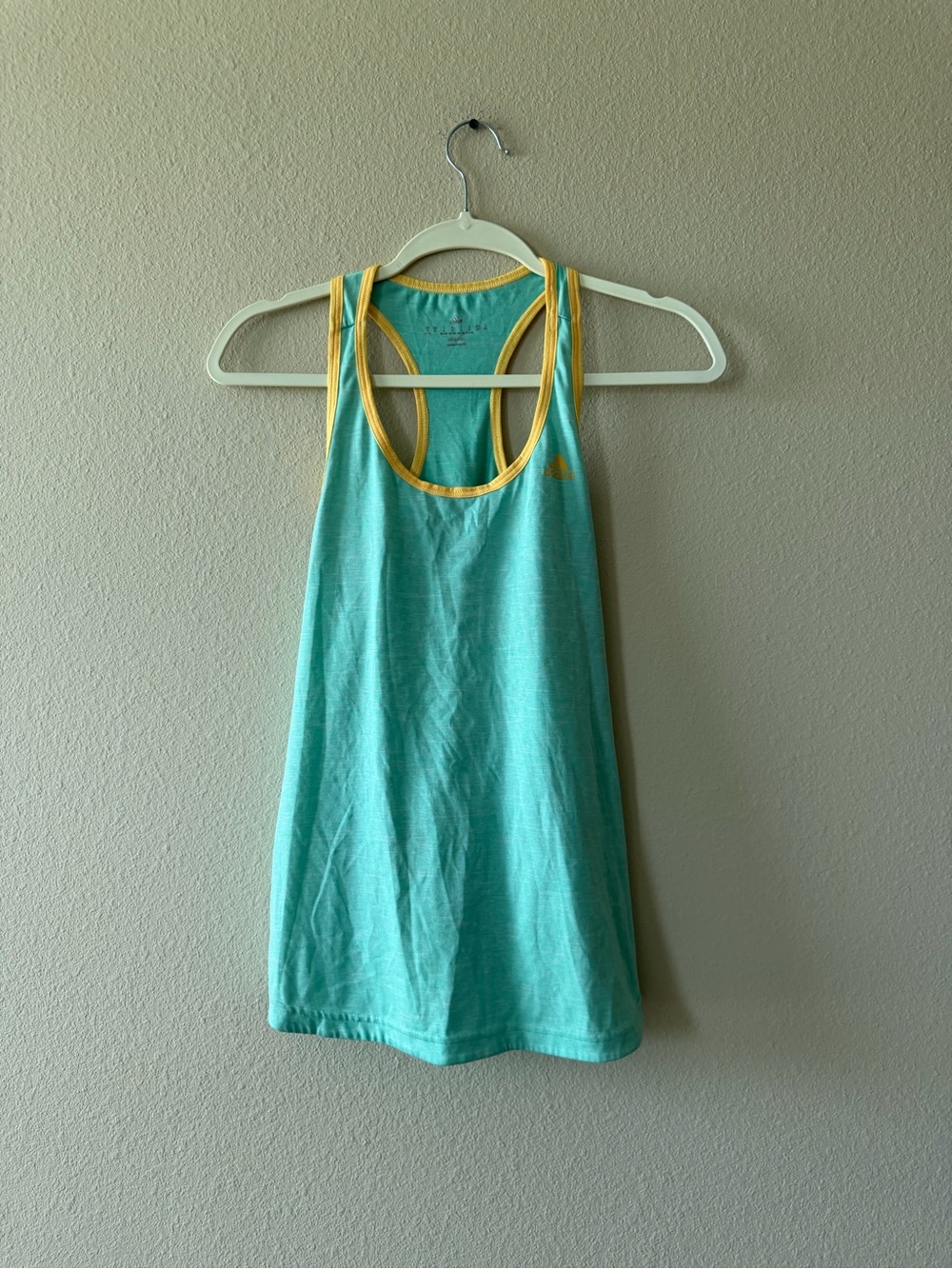 adidas Teal Workout Tank with Yellow Trim